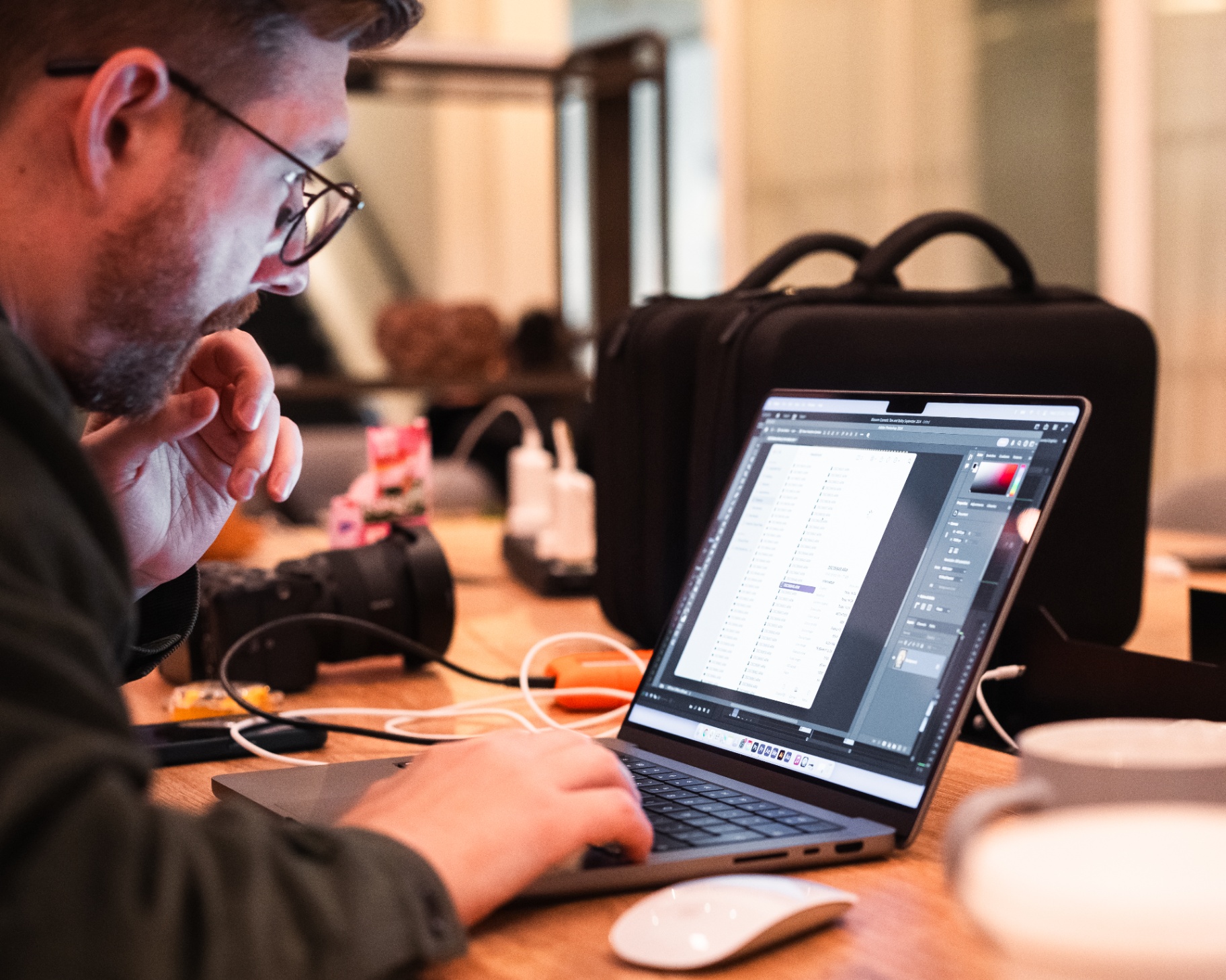 Person working through a business task on a laptop